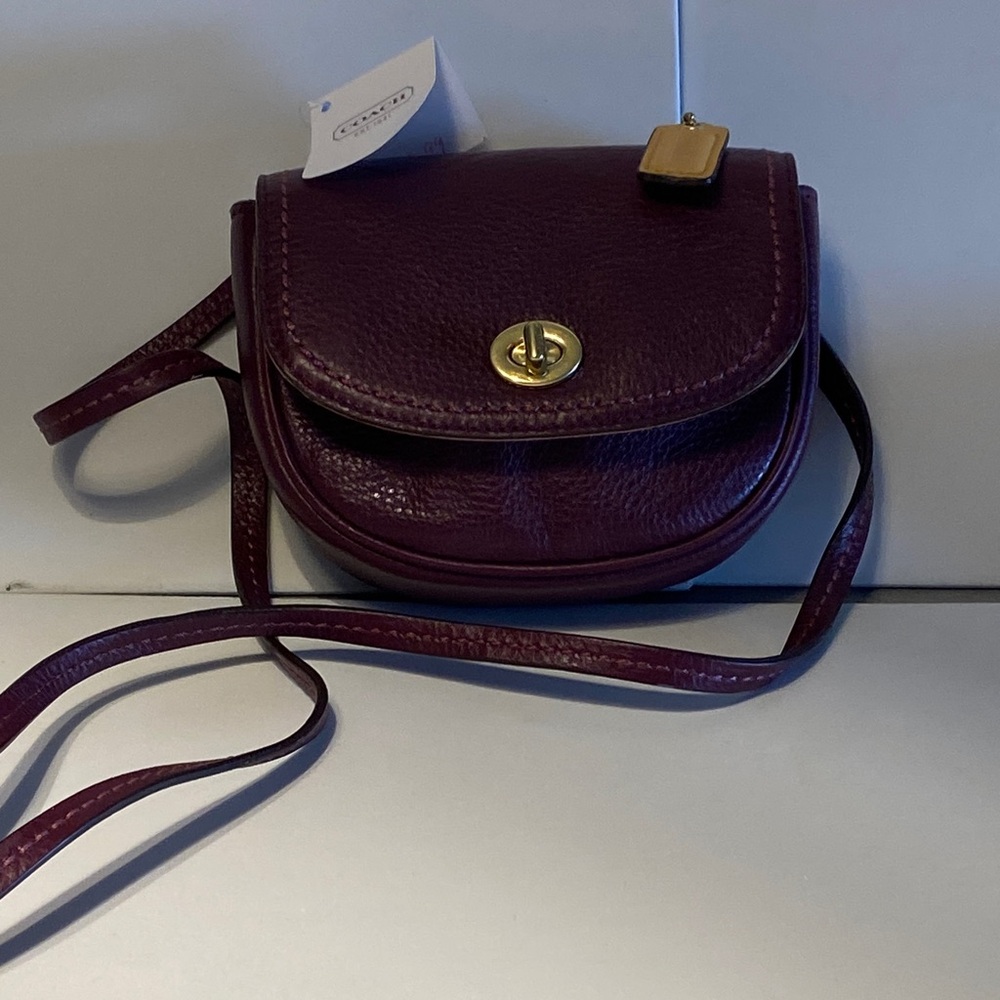 Coach Mini Burgundy Leather Crossbody Bag
